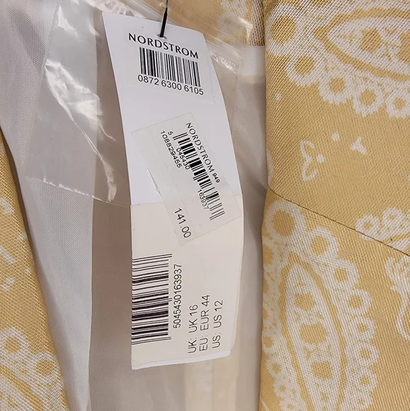 NWT Topshop Women's  Paisley Jacquard Blazer in Gold Size 12 - Picture 7 of 8